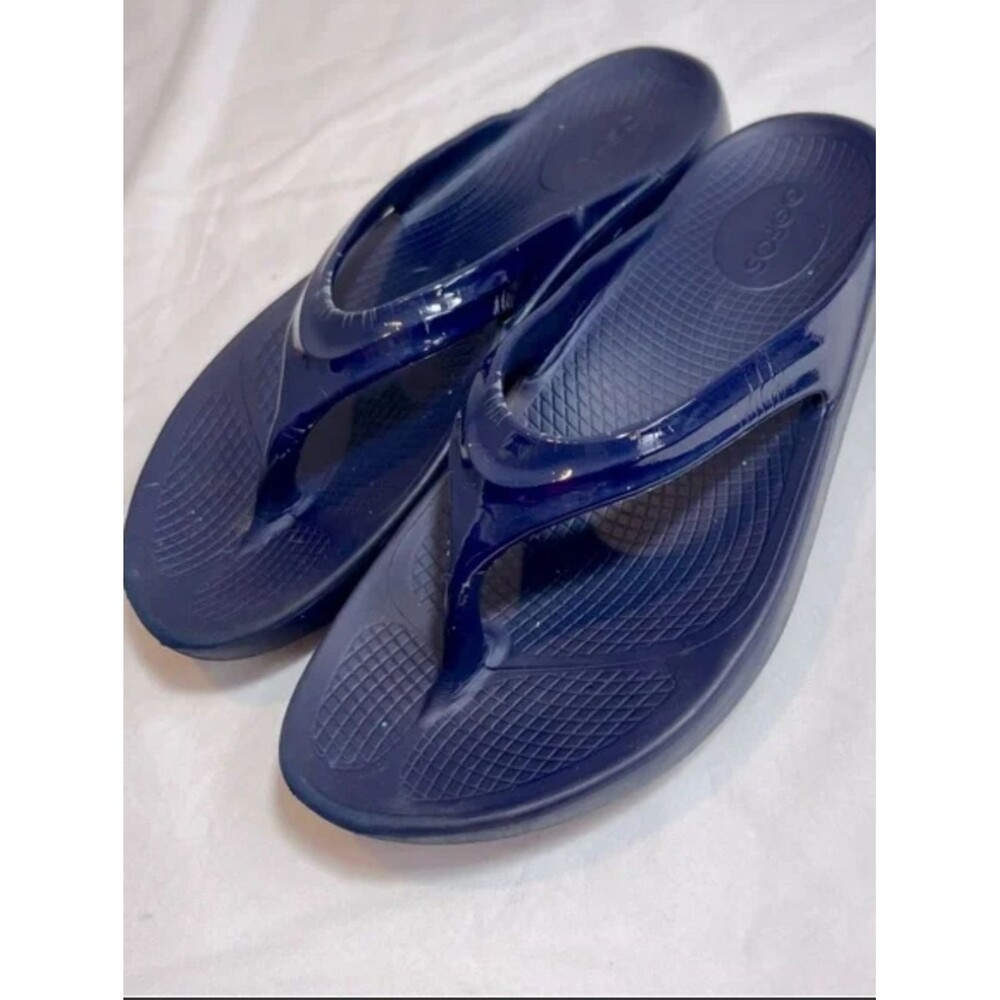 OOFOS OOlala Luxe Recovery Thong Sandals Women’s Size 11 Navy Flip Flops